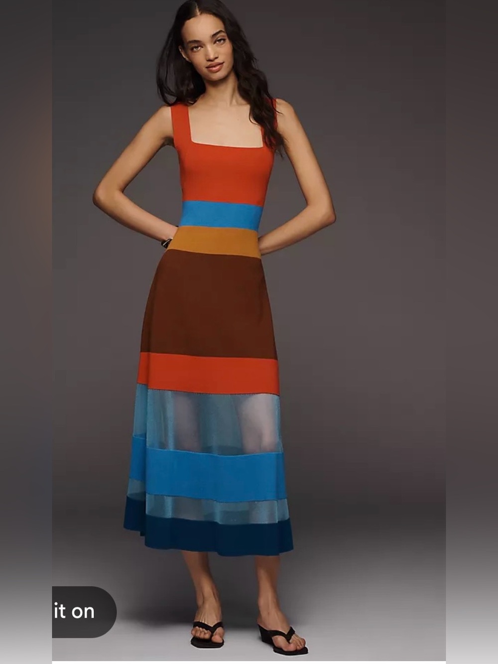 Anthropologie Maeve Sleeveless Blocked Knit Midi Dress in Multi Stripe. Size S.